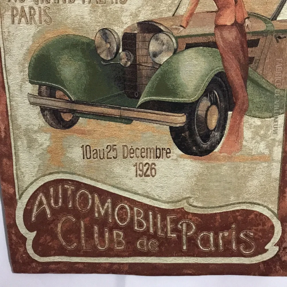 VINTAGE FABRICE de VILLENEUVE 5TH SALON De L'AUTOMOBILE CLUB De Paris Tapestry